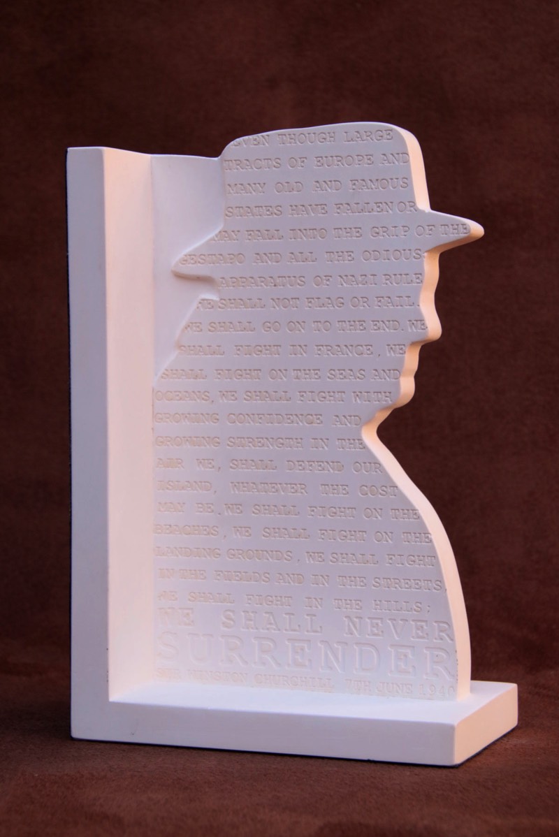 Purchase, Winston Churchill bookend, handmade in plaster by the Modern Souvenir Company.