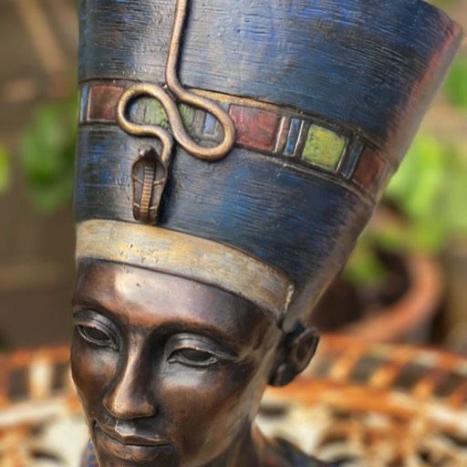 Nefertiti Coloured Bronze Sculpture Head Close