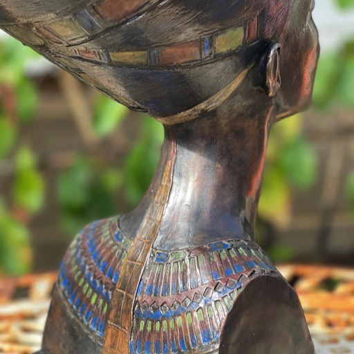 Nefertiti Coloured Bronze Sculpture Back Close