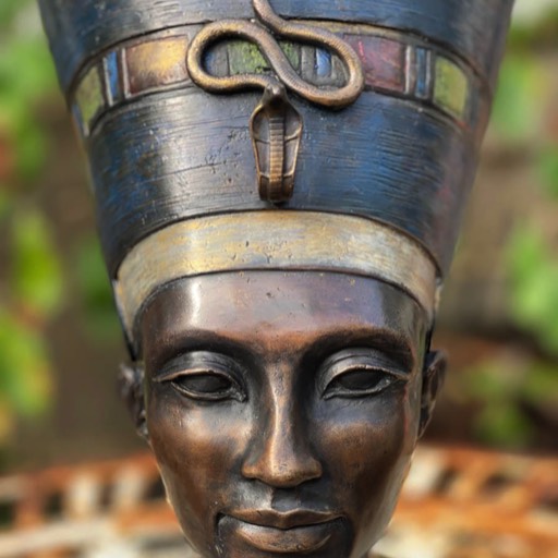 Nefertiti Coloured Bronze Sculpture Face Front