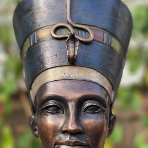 Nefertiti Coloured Bronze Sculpture Head Front