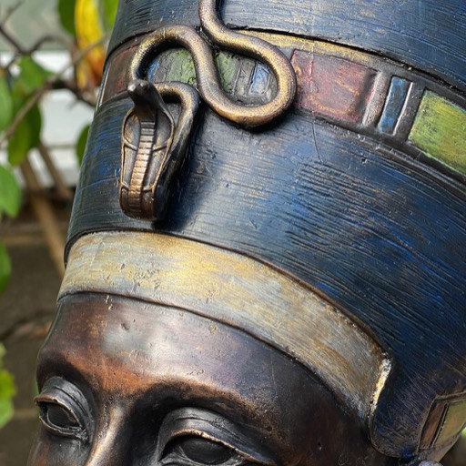 Nefertiti Coloured Bronze Sculpture Head Angle