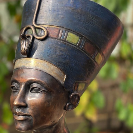 Nefertiti Coloured Bronze Sculpture Head Wide