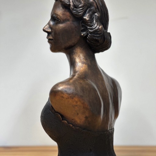 Queen Elizabeth II Classic Bronze Sculpture Back Left