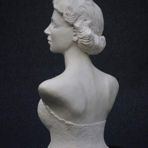 Queen Elizabeth II Poured Marble Sculpture Back Right