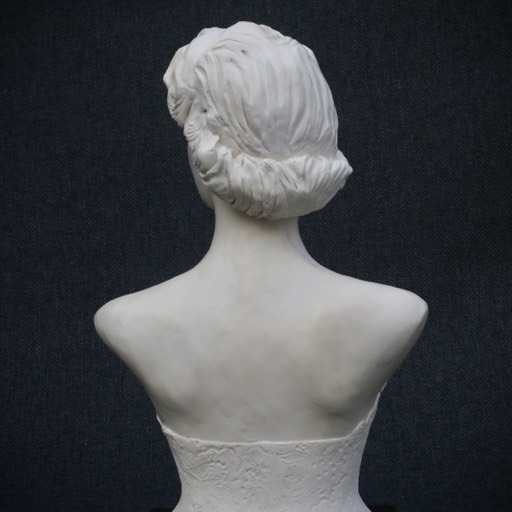 Queen Elizabeth II Poured Marble Sculpture Back Left