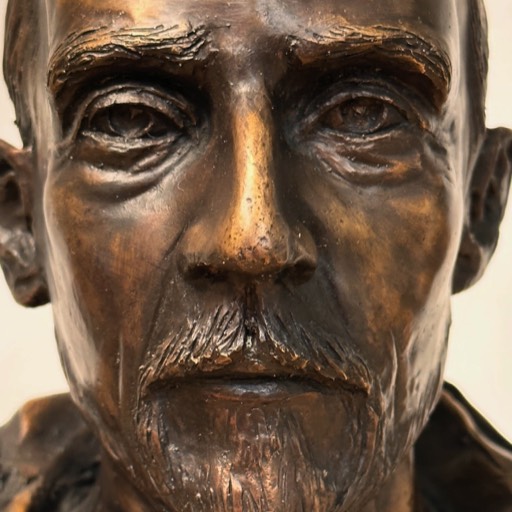 Roald Amundsen Classic Bronze Sculpture Face Detail