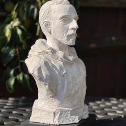 Roald Amundsen Poured Marble Sculpture Left