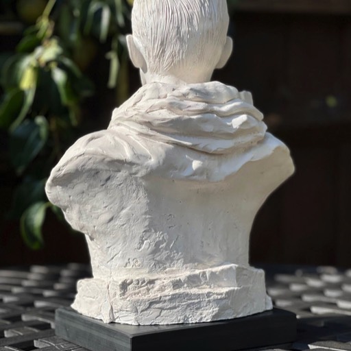 Roald Amundsen Poured Marble Sculpture Back Angle