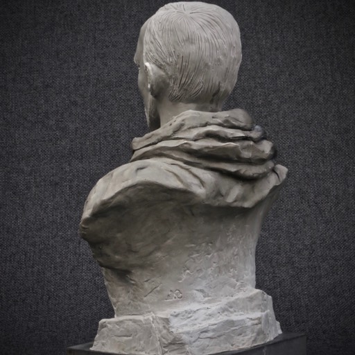 Roald Amundsen Stone Grey Poured Marble Sculpture Back Side