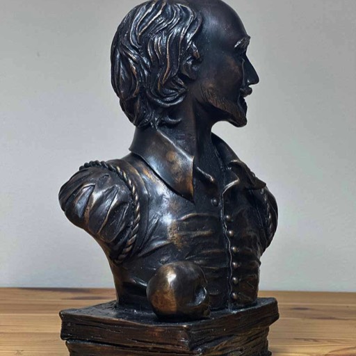 Shakespeare Small Bronze Sculpture Right Side