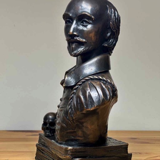 Shakespeare Small Bronze Sculpture Left