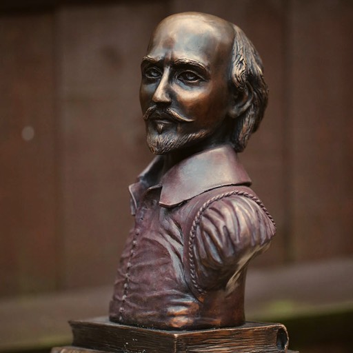 William Shakespeare Coloured Red Bronze Sculpture