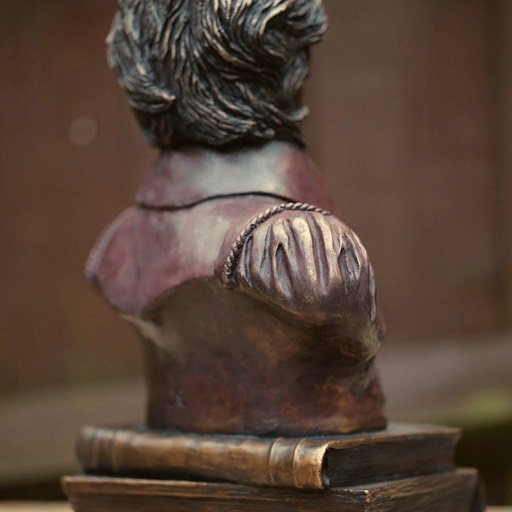 William Shakespeare Coloured Red Bronze Sculpture Back Left