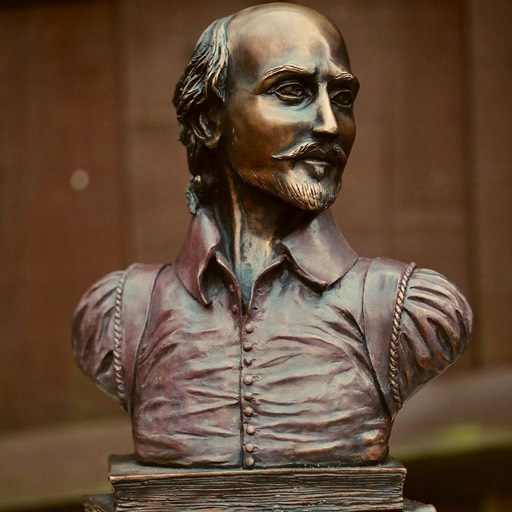 William Shakespeare Coloured Red Bronze Sculpture Front Middle