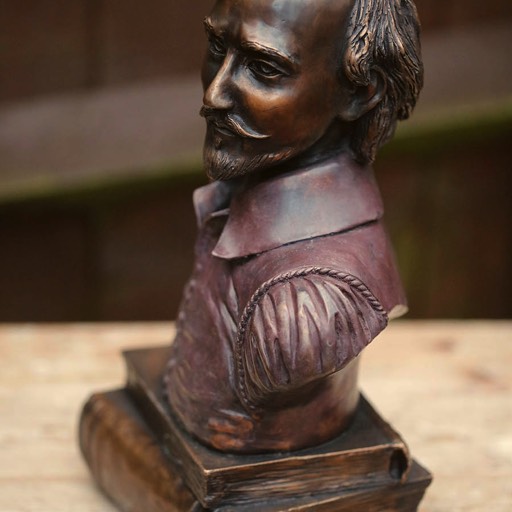 William Shakespeare Coloured Red Bronze Sculpture Top Down