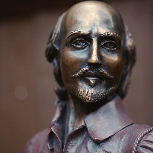 William Shakespeare Coloured Red Bronze Sculpture Face