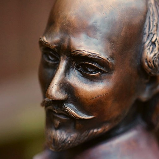 William Shakespeare Coloured Red Bronze Sculpture Face Close