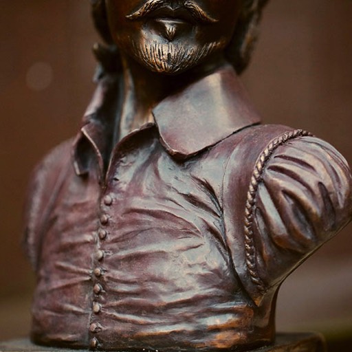 William Shakespeare Coloured Red Bronze Sculpture Bust