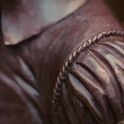 William Shakespeare Coloured Red Bronze Sculpture Shoulder Detail