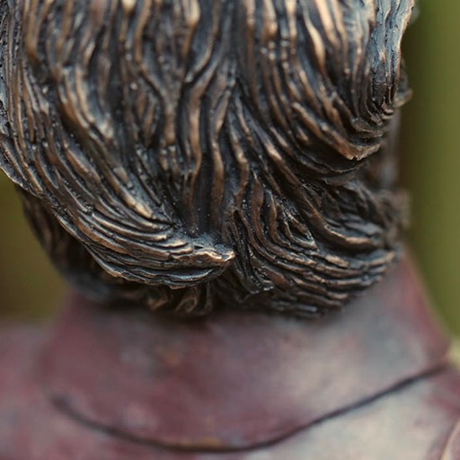 William Shakespeare Coloured Red Bronze Sculpture Hair Detail