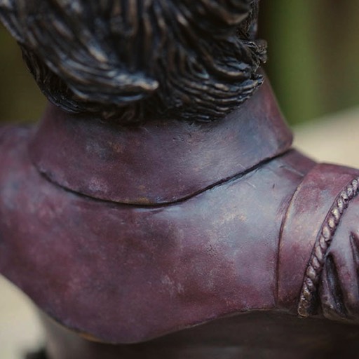 William Shakespeare Coloured Red Bronze Sculpture Back Detail