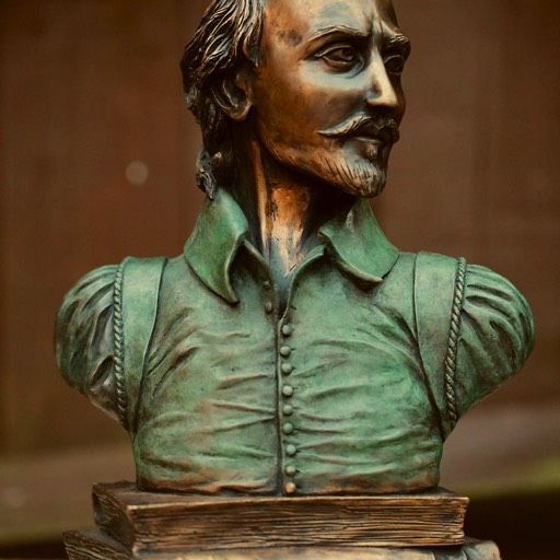 William Shakespeare Coloured Green Bronze Sculpture