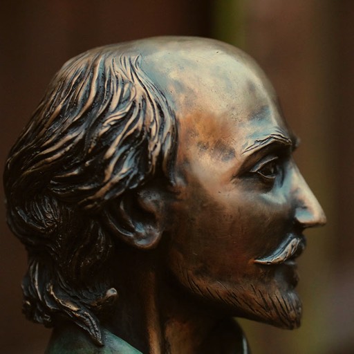 William Shakespeare Coloured Green Bronze Sculpture Head