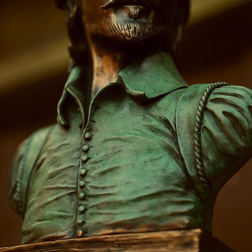 William Shakespeare Coloured Green Bronze Sculpture Bust