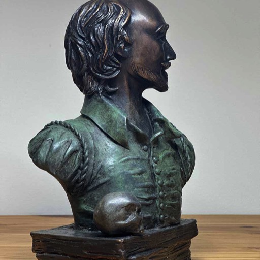 Shakespeare Small Forest Green Coloured Bronze Sculpture Front Right