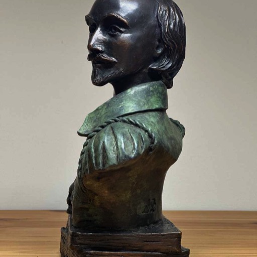 Shakespeare Small Forest Green Coloured Bronze Sculpture Left