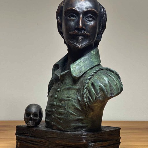 Shakespeare Small Forest Green Coloured Bronze Sculpture Front Angle