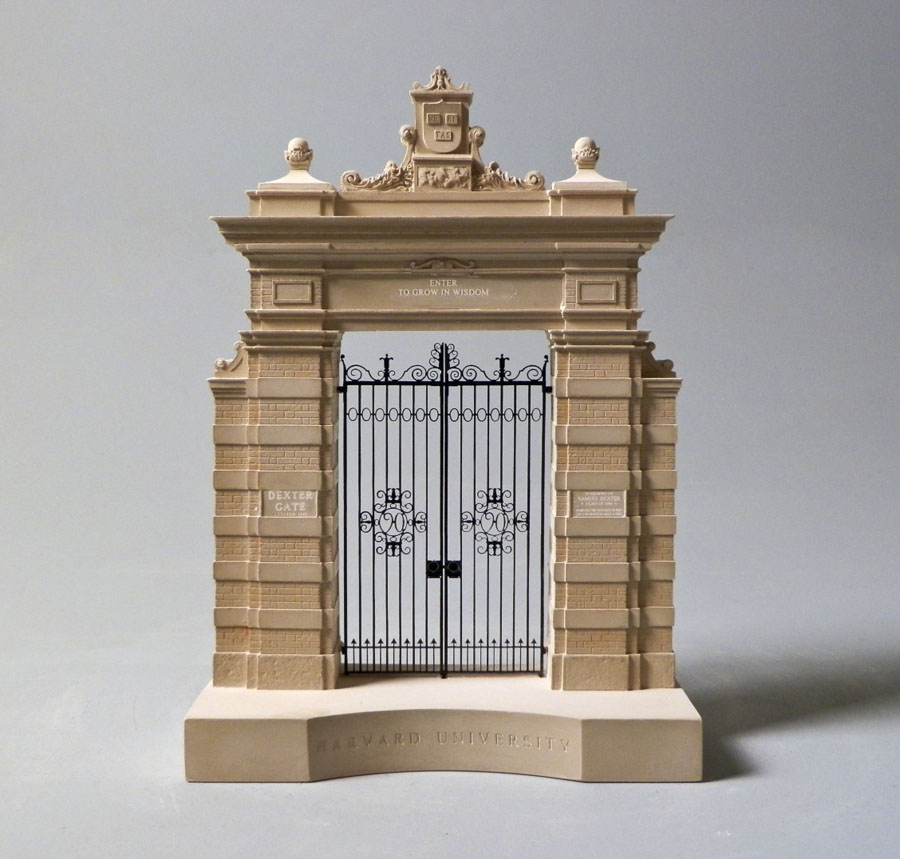 Purchase Dexter Gate of Harvard University USA, hand crafted models of famous Doorways by Timothy Richards. 