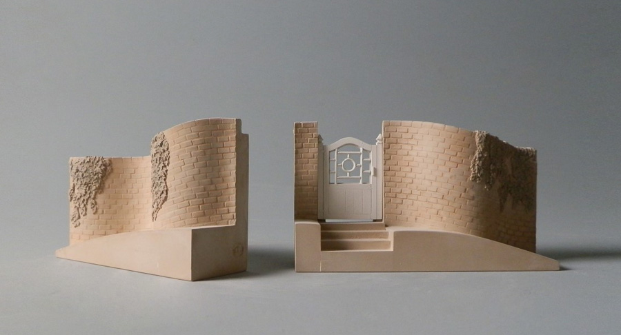 Purchase The Serpentine Wall University of Virginia, USA, Matched Pair of Bookends, handmade in plaster by Timothy Richards.