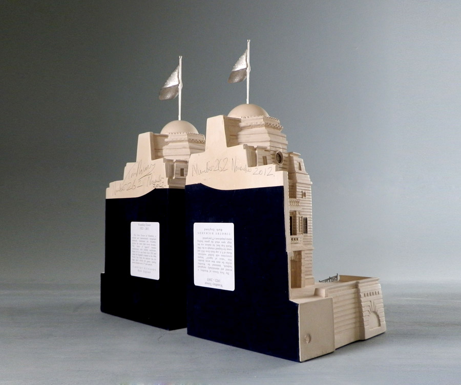 Purchase The Wembley Towers (large) London, Mirrored Pair of Bookends, handmade in plaster by Timothy Richards.