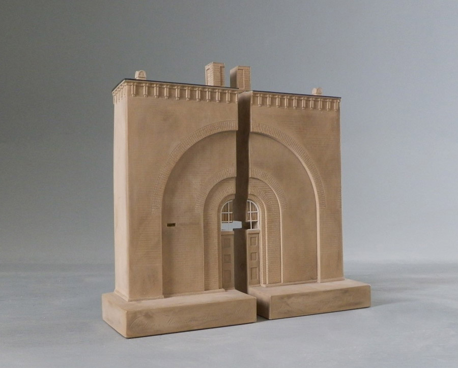 Purchase The Sir John Soane Stable Block Doorway London, England, Mirrored Pair of Bookends, handmade in plaster by Timothy Richards.