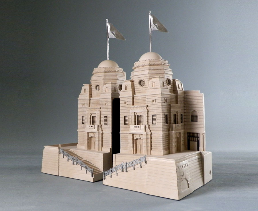 Purchase The Wembley Towers (large) London, Mirrored Pair of Bookends, handmade in plaster by Timothy Richards.