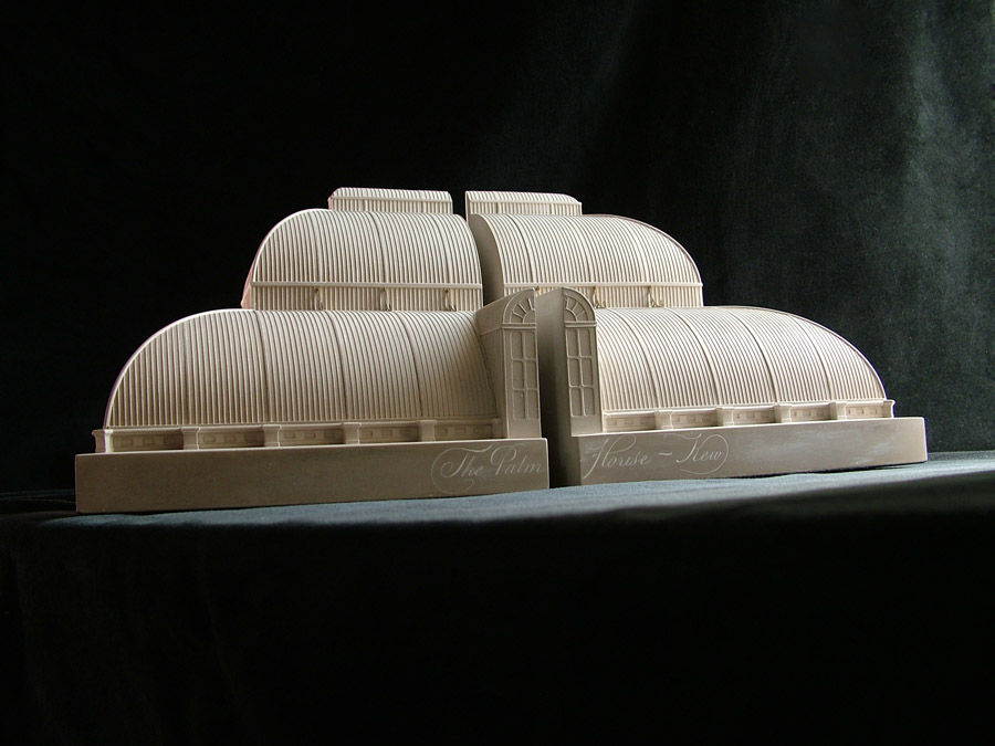 Purchase Palm House Kew Gardens, London, England, Mirrored Pair of Bookends, handmade in plaster by Timothy Richards.