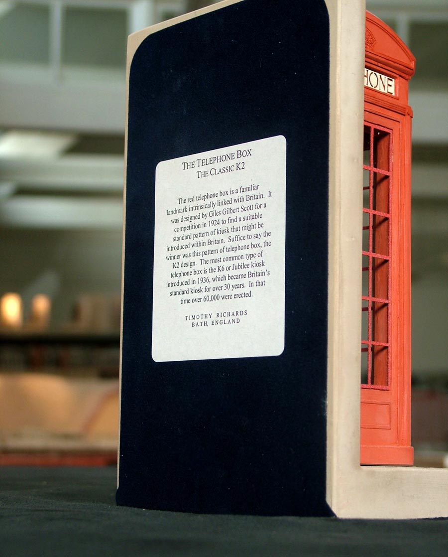 Purchase the traditional red British Telephone Box, hand crafted models of famous landmarks by Timothy Richards. 