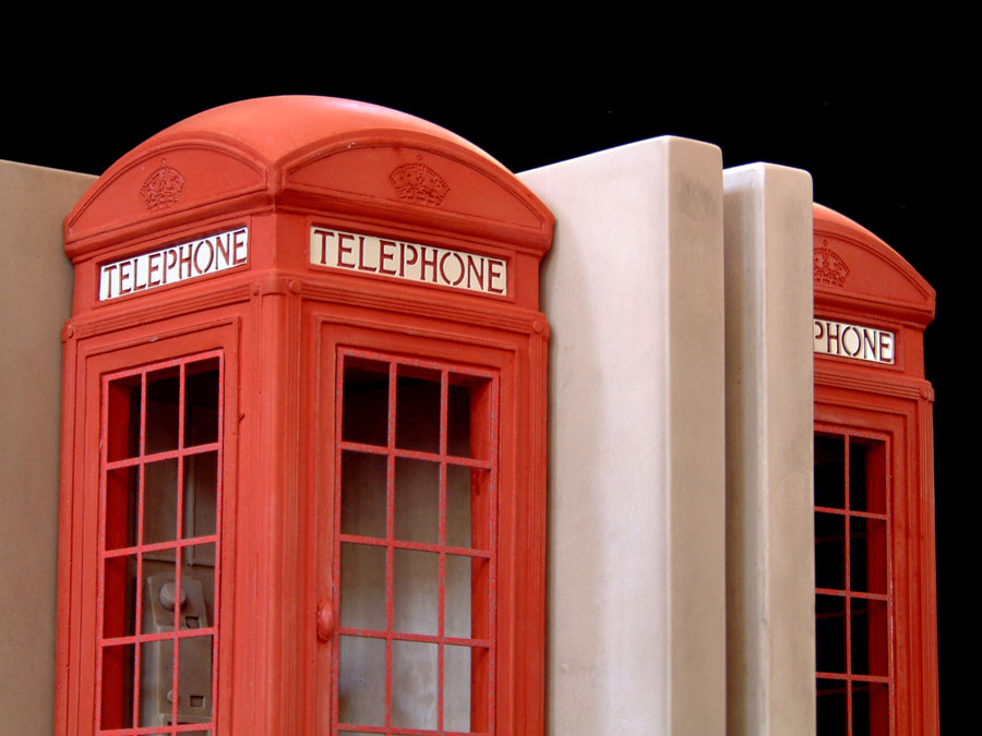 Purchase the traditional red British Telephone Box, hand crafted models of famous landmarks by Timothy Richards. 