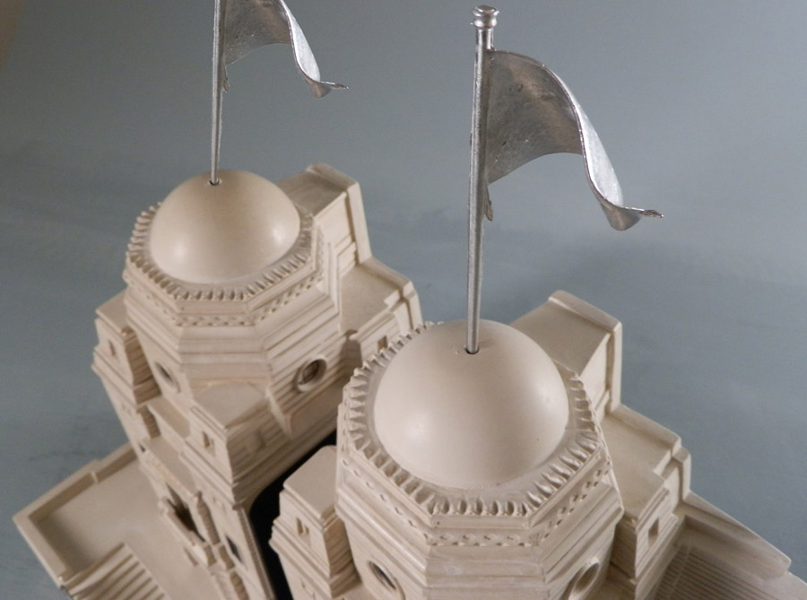 Purchase, Twin Towers Wembley Bookends (small), London, handmade in plaster by Timothy Richards.