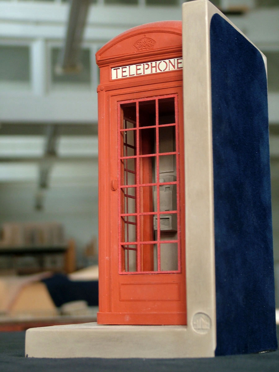 Purchase the traditional red British Telephone Box, hand crafted models of famous landmarks by Timothy Richards. 