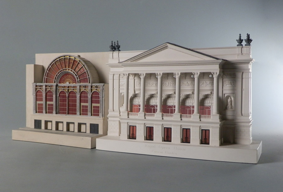 Purchase  The Royal Opera House & Floral Hall, Covent Garden London, England, Matched Pair of Bookends, handmade in plaster by Timothy Richards.