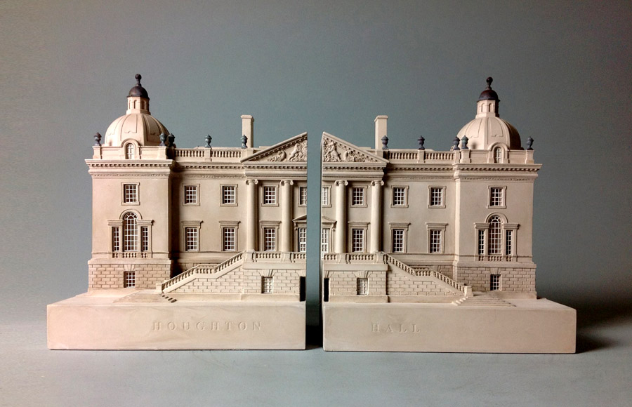 Purchase Houghton Hall Norfolk England, Mirrored Pair of Bookends, handmade in plaster by Timothy Richards.