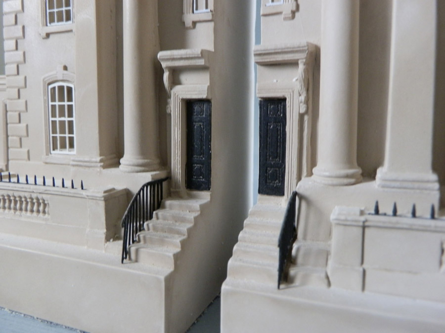 Purchase Queen Anne House Bath, England, Mirrored Pair of Bookends, handmade in plaster by Timothy Richards.