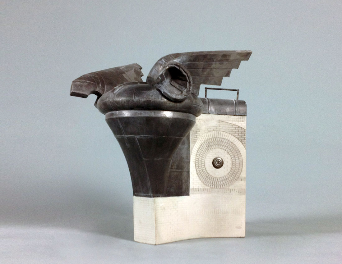 Purchase Radiator Cap Chrysler Building, New York, USA, Mirrored Pair of Bookends, handmade in plaster by Timothy Richards.