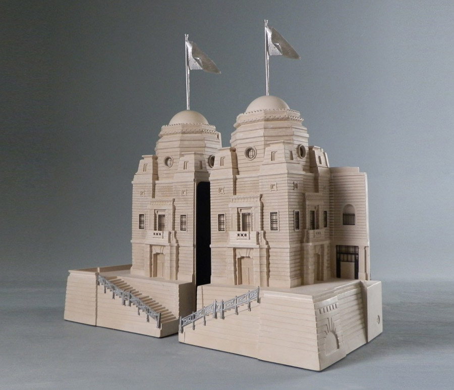 Purchase, Twin Towers Wembley Bookends (small), London, handmade in plaster by Timothy Richards.